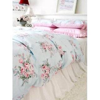  Shabby and Elegant Blue Rose/pink Gingham 4pc Bedding Set 
