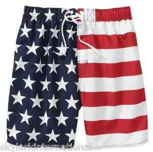 Mens American Flag USA United States Flag Bathing Suit Board Shorts 