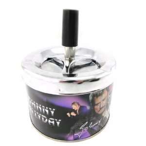    Metal ashtray Johnny Hallyday purple black.