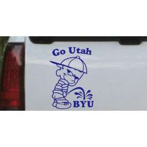 Go Utah Pee On BYU Car Window Wall Laptop Decal Sticker    Blue 26in X 