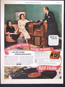 1937 RCA VICTOR Phonograph Radio magazine Ad Christmas gift Record 