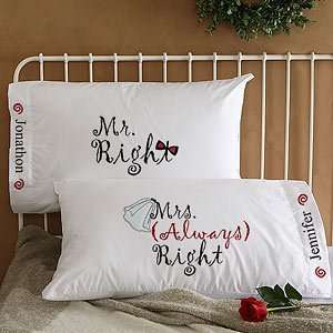   Mr & Mrs Right Personalized Wedding Pillowcases