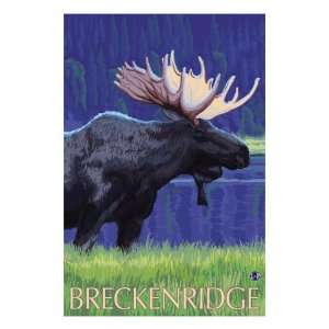 Breckenridge, Colorado, Moose in the Moonlight Giclee Poster Print 