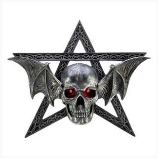 Winged Spooky Skull Wall Décor Plaque Eyes Light Up LED  