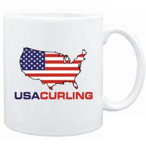  New  Usa Curling / Map  Mug Sports