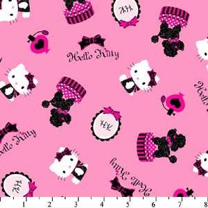  HELLO KITTY   PINK FABRIC   100% COTTON FLANNEL 