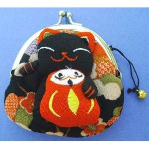  Japanese Maneki Neko Lucky Cat Coin Purse Bag #22408 4 