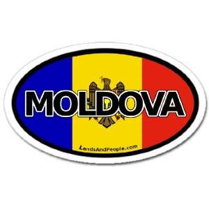 Moldova MD Flag Car Bumper Sticker Decal Oval
