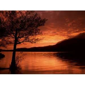 Red Sky at Sunset, Coniston Water, Consiton, Lake District, Cumbria 