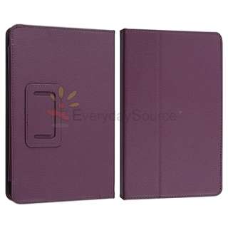   Leather Case with Stand/Car Charger/USB/Stylus/Earphone Purple  