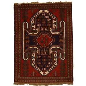  40 x 54 Red Persian Hand Knotted Wool Ghoochan Rug 