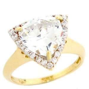    14k Solid Gold 6 ct Triangle CZ Unique Engagement Ring Jewelry