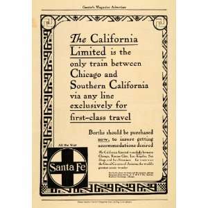 1905 Ad Santa Fe Railway Logo California Limited ATSF   Original Print 