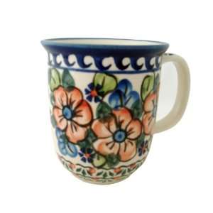 UNIKAT Polish Pottery Coffee Mug 12 oz Art 148 Red Flower  
