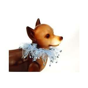  Light Blue Rhinestone Party Collar Boa for Dogs (Medium 
