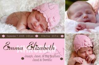PERSONALIZED DIGITAL PHOTO BABY BIRTH ANNOUNCEMENTS  