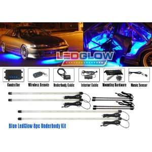  8pc Blue Wireless Led Underbody & Interior Kit Automotive