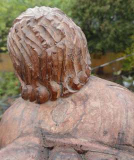 Antique Folk Art Hand Carved Mahogany Large Peasant Statue Peasant 