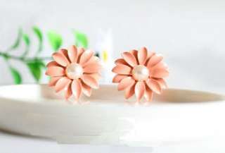 New Fashion Lovely Pink Chrysanthem Flower Pearl Dangler Earrings Best 