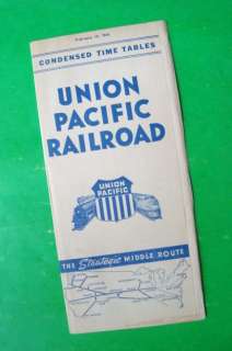 Original 1946 UNION PACIFIC RAILROAD Condensed Time Tables w/ MAP 