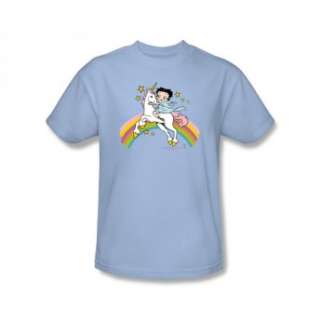 Betty Boop Unicorn And Rainbows Retro Cartoon T Shirt Tee  