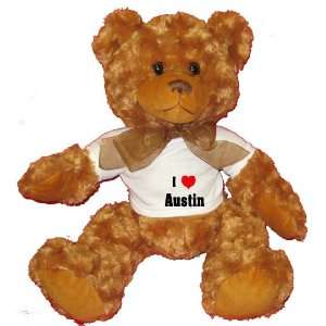   Love/Heart Austin Plush Teddy Bear with WHITE T Shirt: Toys & Games