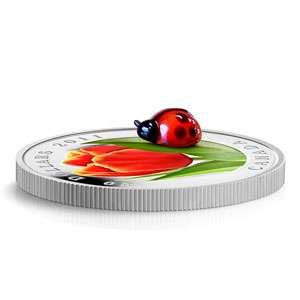 2011 CANADA $20 TULIP SILVER PROOF COIN MURANO GLASS LADYBUG SOLD OUT 