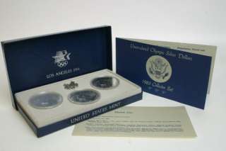 1983 US MINT 3 PIECE OLYMPIC SILVER DOLLAR COIN SET UNC  