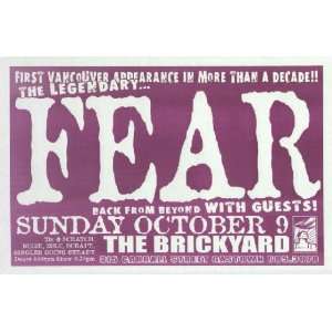  Fear Vancouver Original Concert Poster 2002