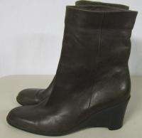 ARCHE BROWN LEATHER WEDGE BOOTS SHOES 7 EUR 9 US MADE IN FRANCE  