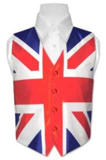  Boys British Flag Dress Vest for Suit or Tuxedo: Clothing