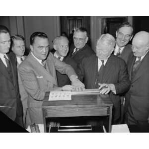  1939 photo [J. Edgar Hoover fingerprinting Vice President John 