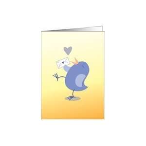  Walking tweeter bird with cute little envelope Card 