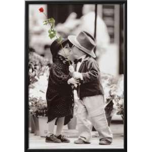  The First Kiss Framed Poster Print by Kim Anderson, 26x38 