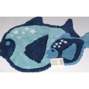  Plush Big Blue Fish Throw Rug Cotton Bath Accent Mat 23x32 