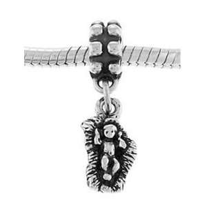    Sterling Silver Baby Jesus in Manger Dangle Bead Charm: Jewelry