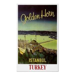  Istanbul Turkey Golden Horn Vintage Travel Print