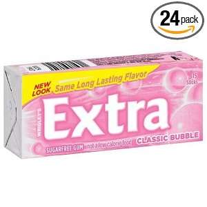 Extra Sugarfree Classic Bubble, 15 Stick Plen T Paks (Pack of 24 