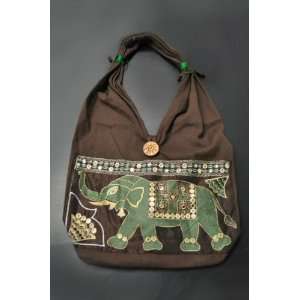  Embroidery Elephant 100% Cotton Bag ~ Handbag: Everything 