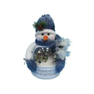    Snowman With Snowing Scene , Music & Light Blue/White: Toys & Games