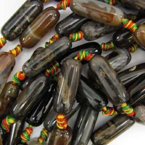    10x26mm brown agate barrel beads 14.5 strand: Home & Kitchen