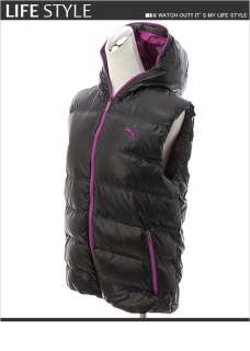   JZ Down Hooded Vest Black with Purple Zipper Asia Size 81843601  