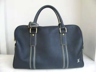 Auth LOUIS VUITTON Tobago Leather Carryall Blue Boston Hand Bag  