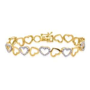    14K Yellow Gold 3/4 ct. Diamond Heart Bracelet: Katarina: Jewelry