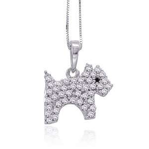   Black and White Diamond Dog Pendant with Chain Katarina Jewelry