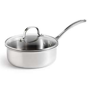 Calphalon Triply Stainless 2 1/2 Quart Shallow Saucepan with Glass Lid 