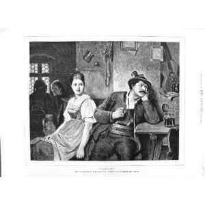  1882 KAUFFMANN FINE ART MAN PIPE WOMAN DRINK TABLE: Home 