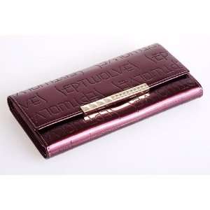 SEPTWOLVES Ladies Genuine Soft Purple Leather Tall Credit Card Holder 