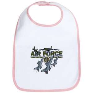  Baby Bib Petal Pink US Air Force with Planes and Fighter 