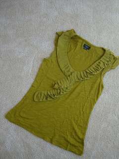 Anthropologie Deletta Trickle Down Olive Blouse Top  